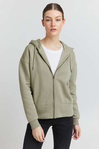 Oxmo Zip-Up Hoodie 'Holunder' in Green: front