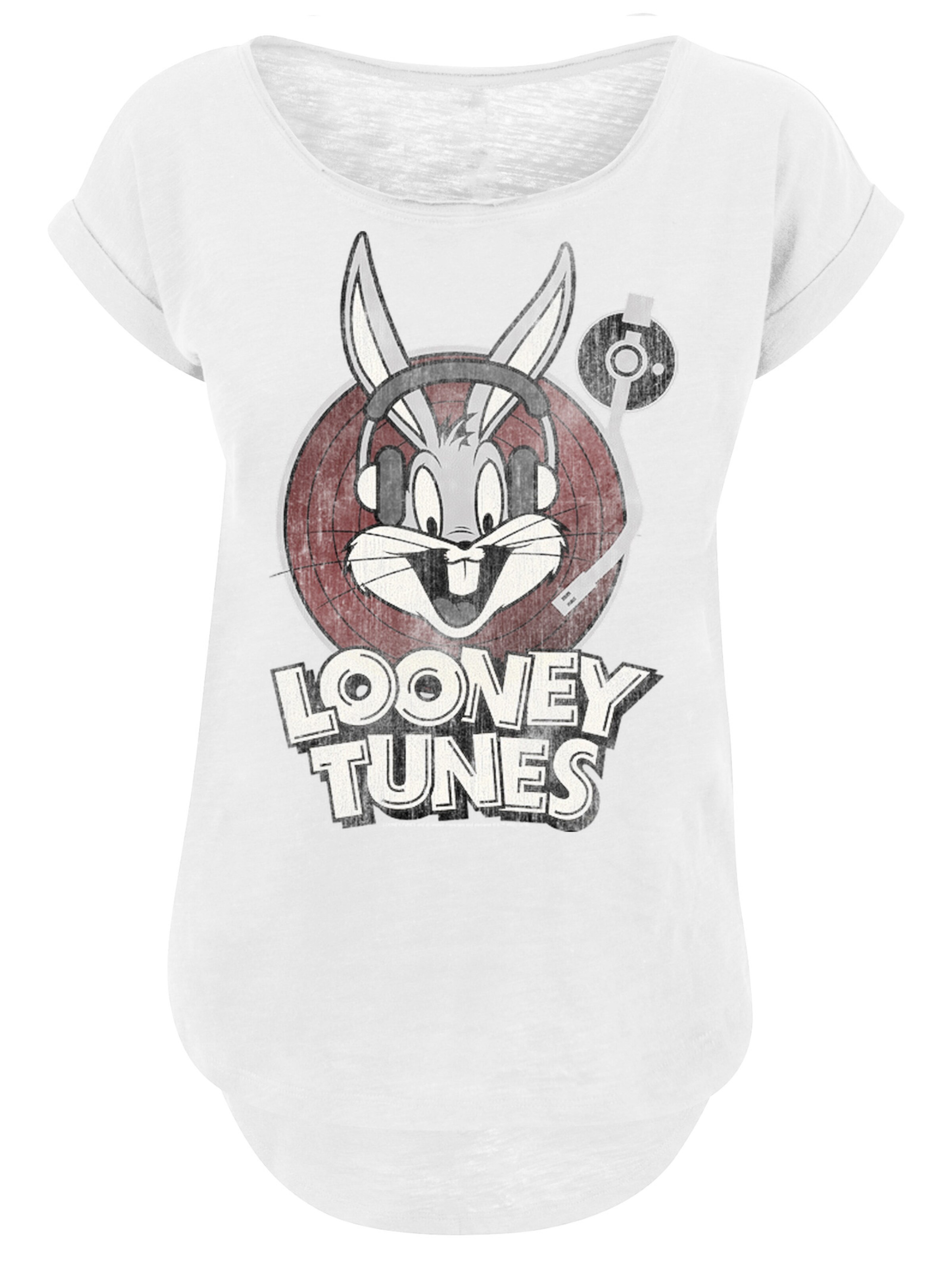 Maglietta 'Looney Tunes Bugs Bunny' di F4NT4STIC in bianco: frontale