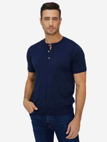BELLEMERE NEW YORK Shirt 'Slim-Fit Henley-Hemd aus Baumwolle und Kaschmir' in Blue: front