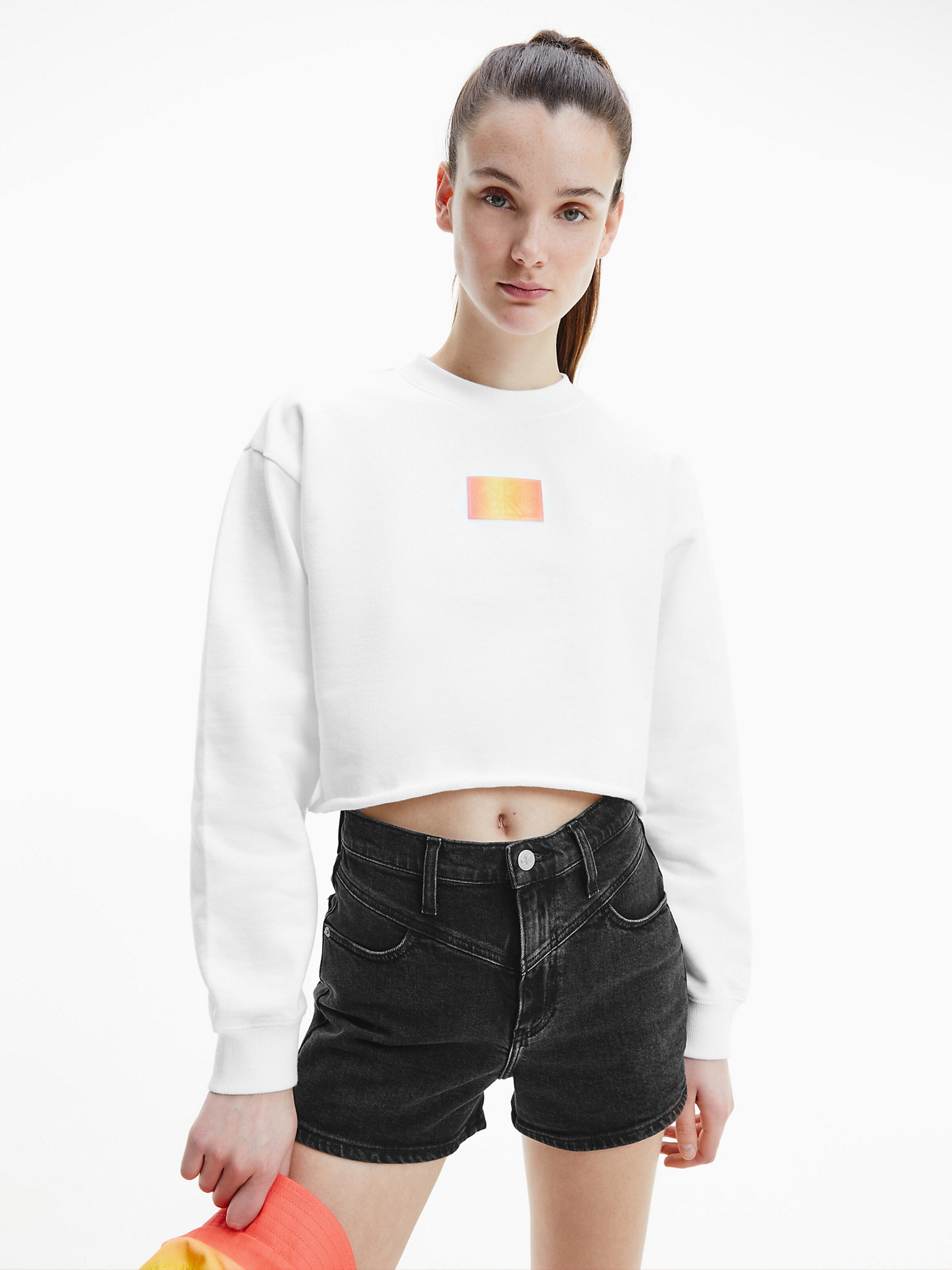 Frauen Sweat Calvin Klein Jeans Sweatshirt in Weiß - QC28339