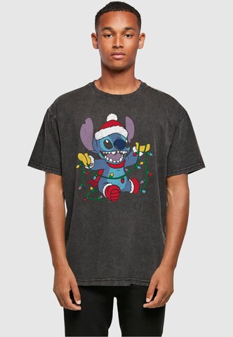 ABSOLUTE CULT Shirt 'Lilo And Stitch - Christmas' in Zwart: voorkant