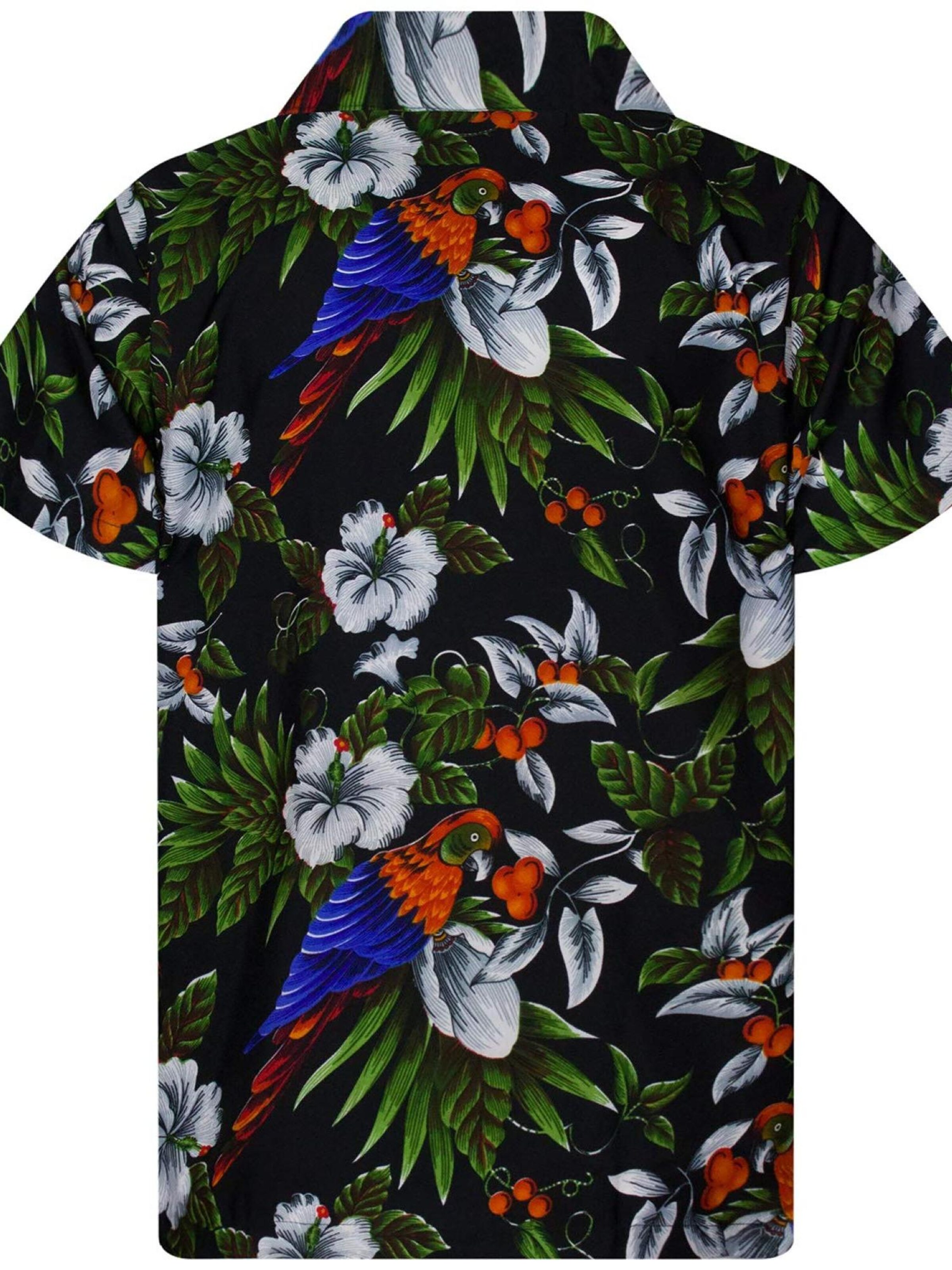 King Kameha Regular fit Button Up Shirt 'Cherryparrot' in Black