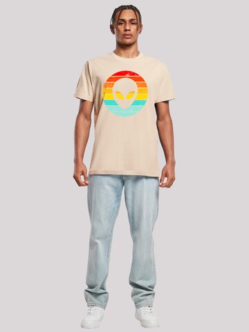 T-Shirt 'Alien Retro Sonnenuntergang' F4NT4STIC en beige
