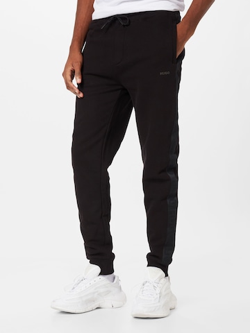 HUGO Red Tapered Pants 'Dumquat' in Black: front