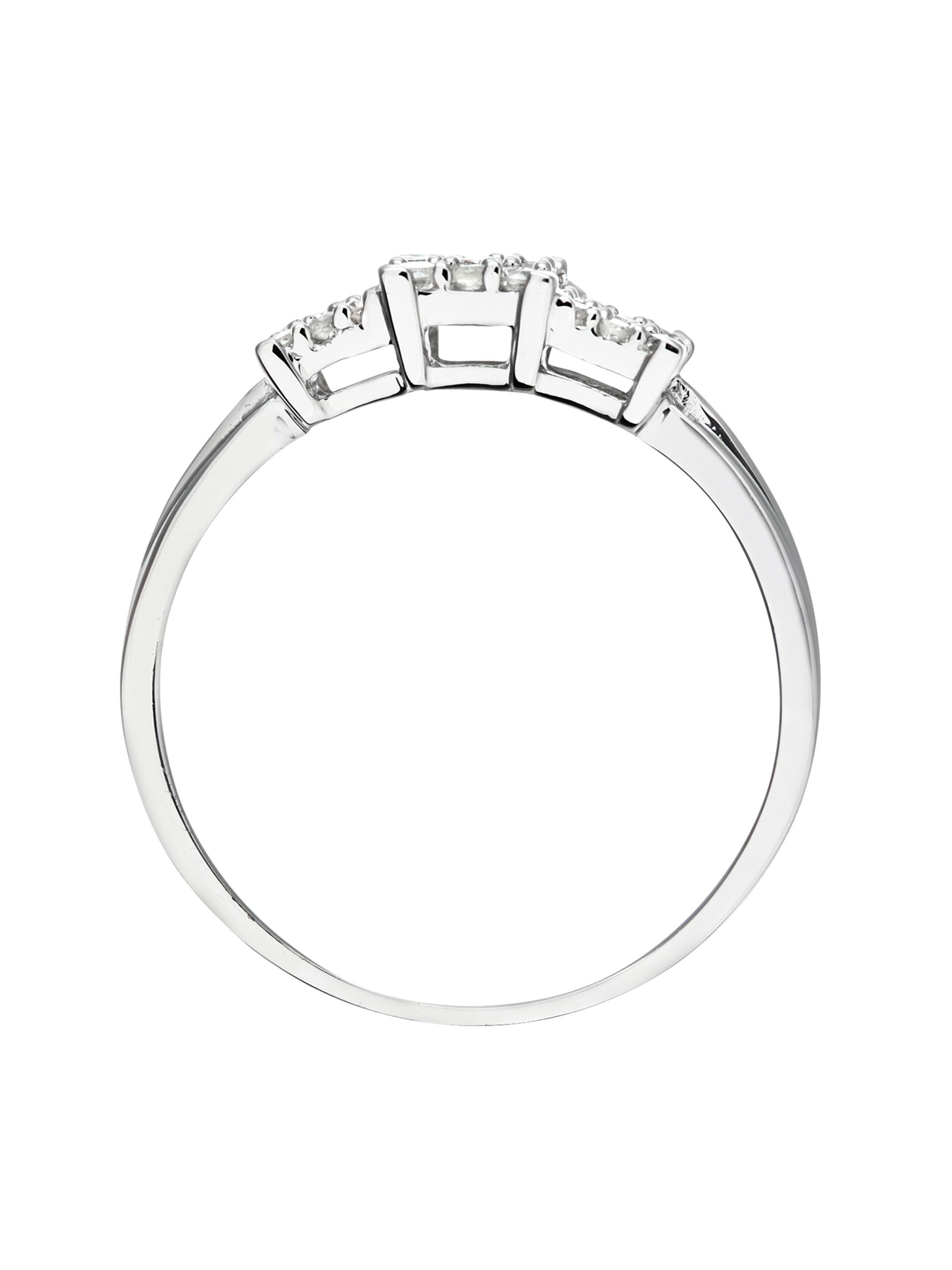 DIAMANT LETERNEL - Anillo 'Cluster-Ring aus 375 Weißgold mit Diamant' en plata