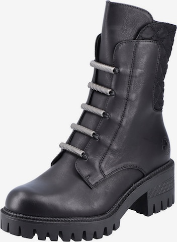 Rieker Lace-Up Ankle Boots in Black: front