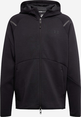 UNDER ARMOUR Athletic fleece jacket 'Unstoppable' in Black: front