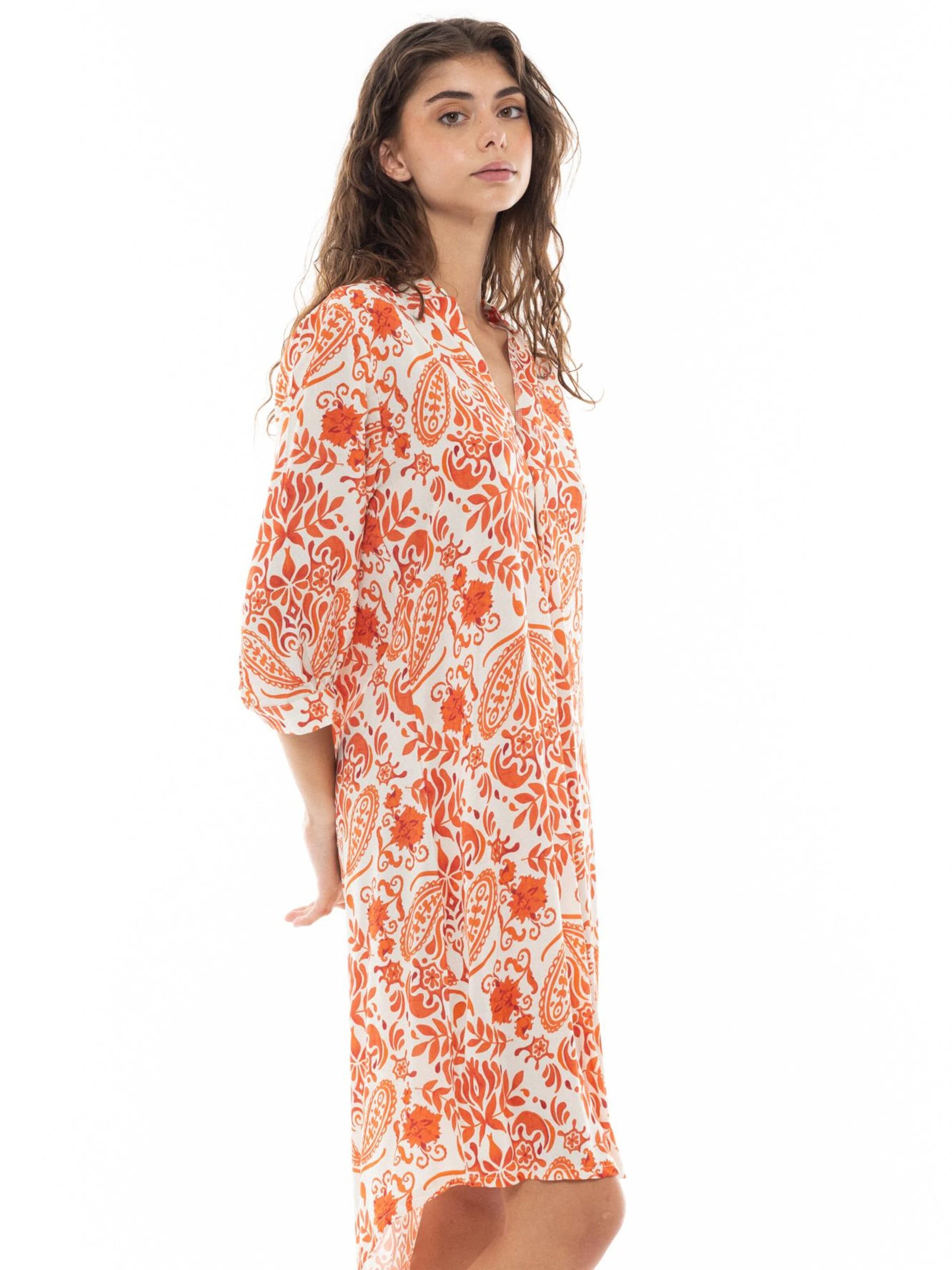 Pink Label - Vestido de verão 'BEACHWEAR ORANGE FLOWER' em laranja