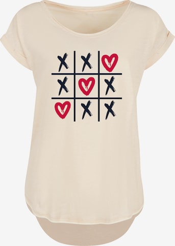 F4NT4STIC T-Shirt 'Valentinstag Herz Tic Tac Toe' in Beige: Vorderseite