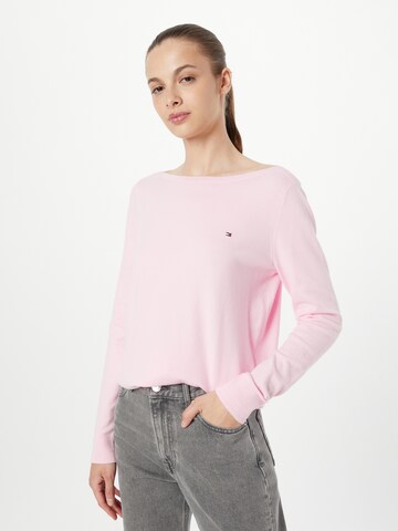 TOMMY HILFIGER Svetr 'CO JERSEY STITCH BOAT-NK SWEATER' – pink: přední strana