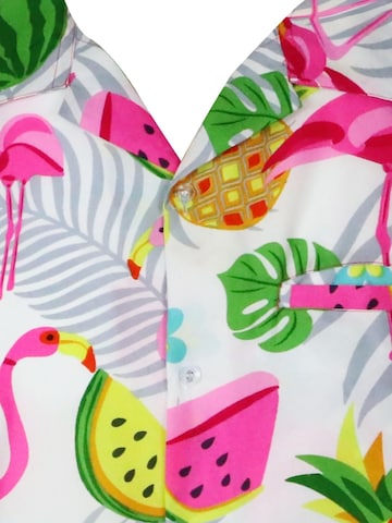 King Kameha Shirt 'Flamingo Melone' in Wit