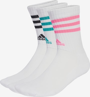 balta ADIDAS PERFORMANCE Sportinės kojinės '3-Stripes Cushioned Crew 3 Pairs': priekis