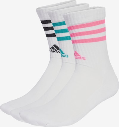 ADIDAS PERFORMANCE Sportske čarape '3-Stripes Cushioned Crew 3 Pairs' u akvamarin / svijetloroza / crna / bijela, Pregled proizvoda