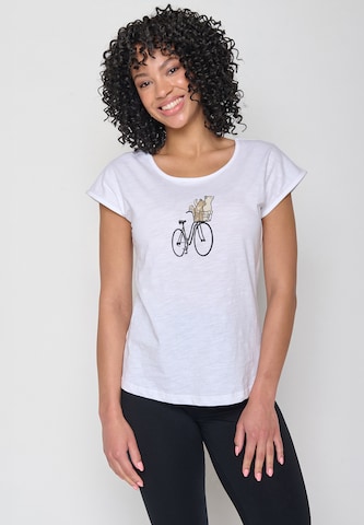 Maglietta 'Bike Cats Basket' di GREENBOMB in bianco