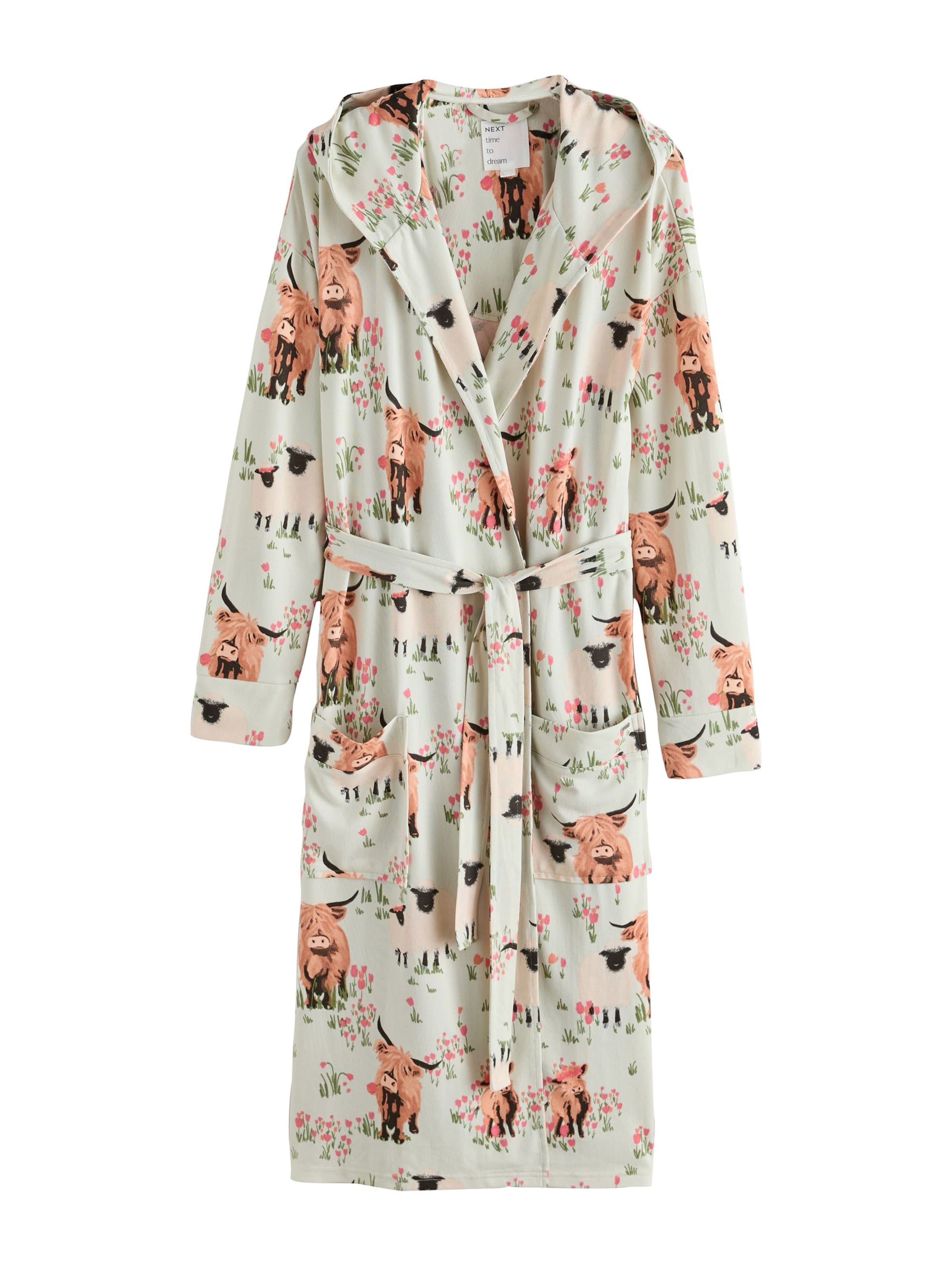 Next Bathrobe long in XS in Green / Pastel green / Pink / Black, Item view