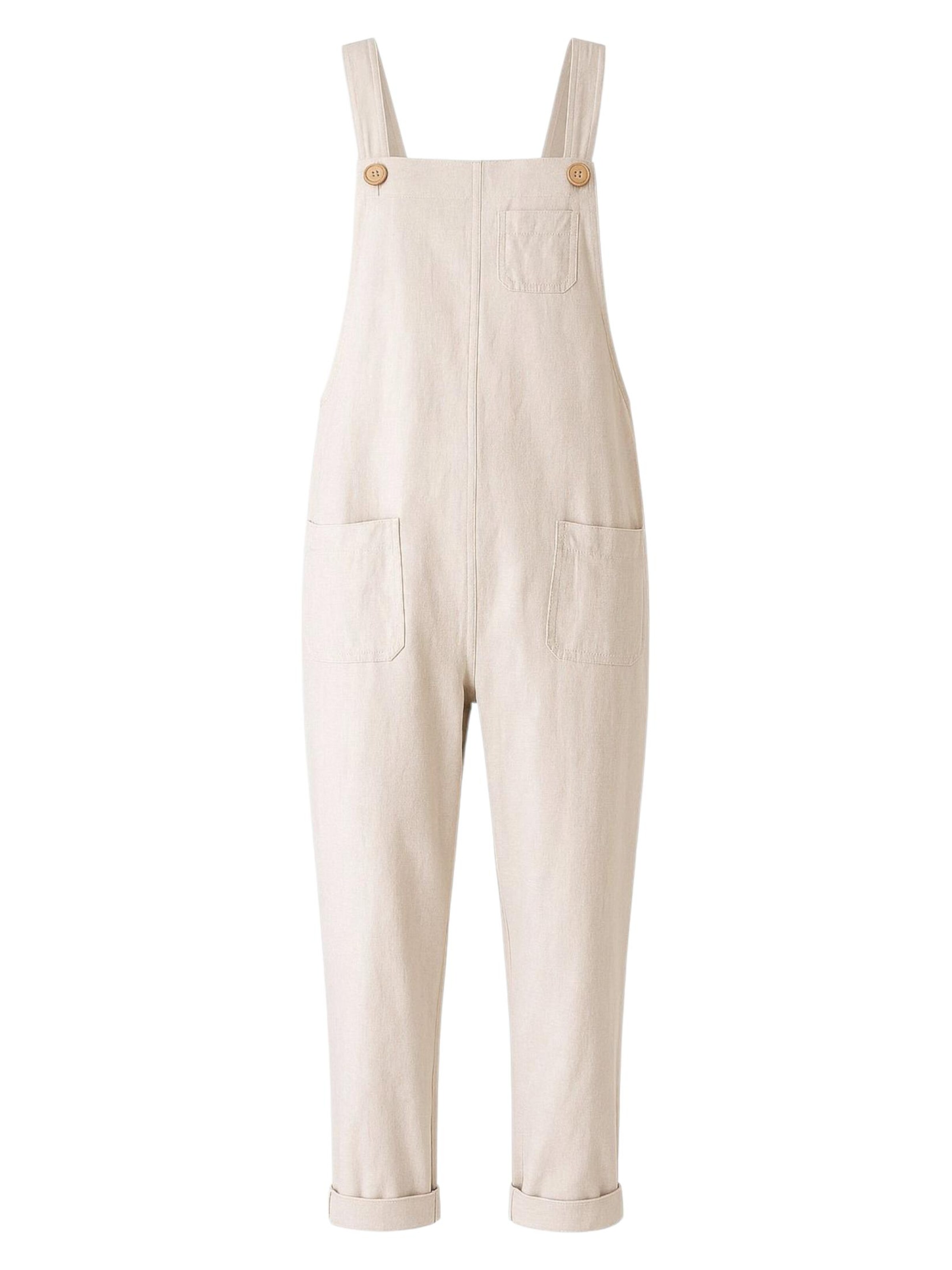 WENOR Loosefit Latzhose 'Roa' in Beige: Vorderseite