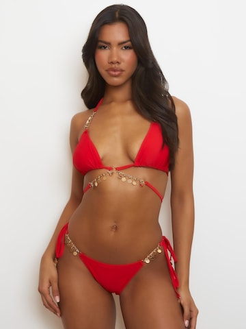 Triangolo Top per bikini 'Valentina Coin Waist Wrap Triangle' di Moda Minx in rosso: frontale