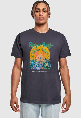 Merchcode Shirt 'Rick and Morty - Pyramid' in Blauw: voorkant