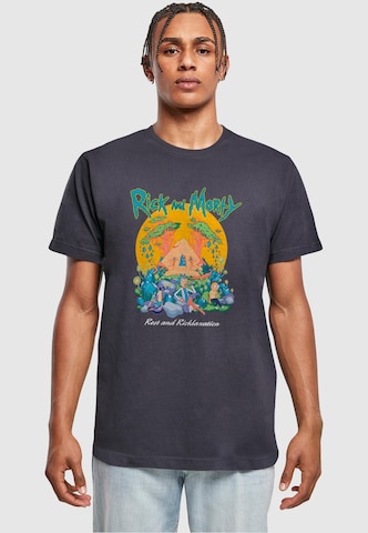 Merchcode Shirt 'Rick and Morty - Pyramid' in Blauw: voorkant