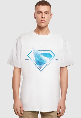 ABSOLUTE CULT Superman Logo Svalbard Take Me Home Heavy Oversize Tee ' ' in Weiß: Vorderseite