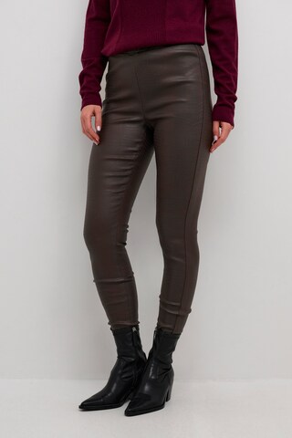 Cream Skinny Leggings 'Tabea' in Brown: front