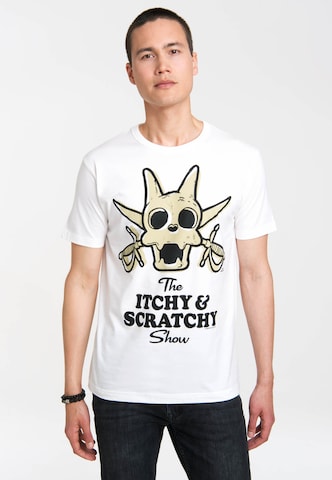 LOGOSHIRT T-Shirt Scratchy - The Simpsons in Weiß: predná strana