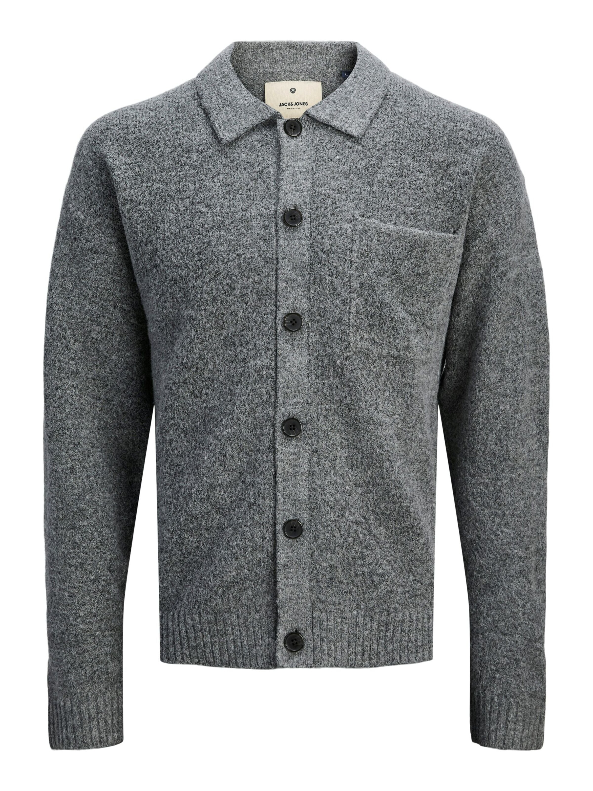 JACK & JONES Knit Cardigan '12284704' in Grey: front