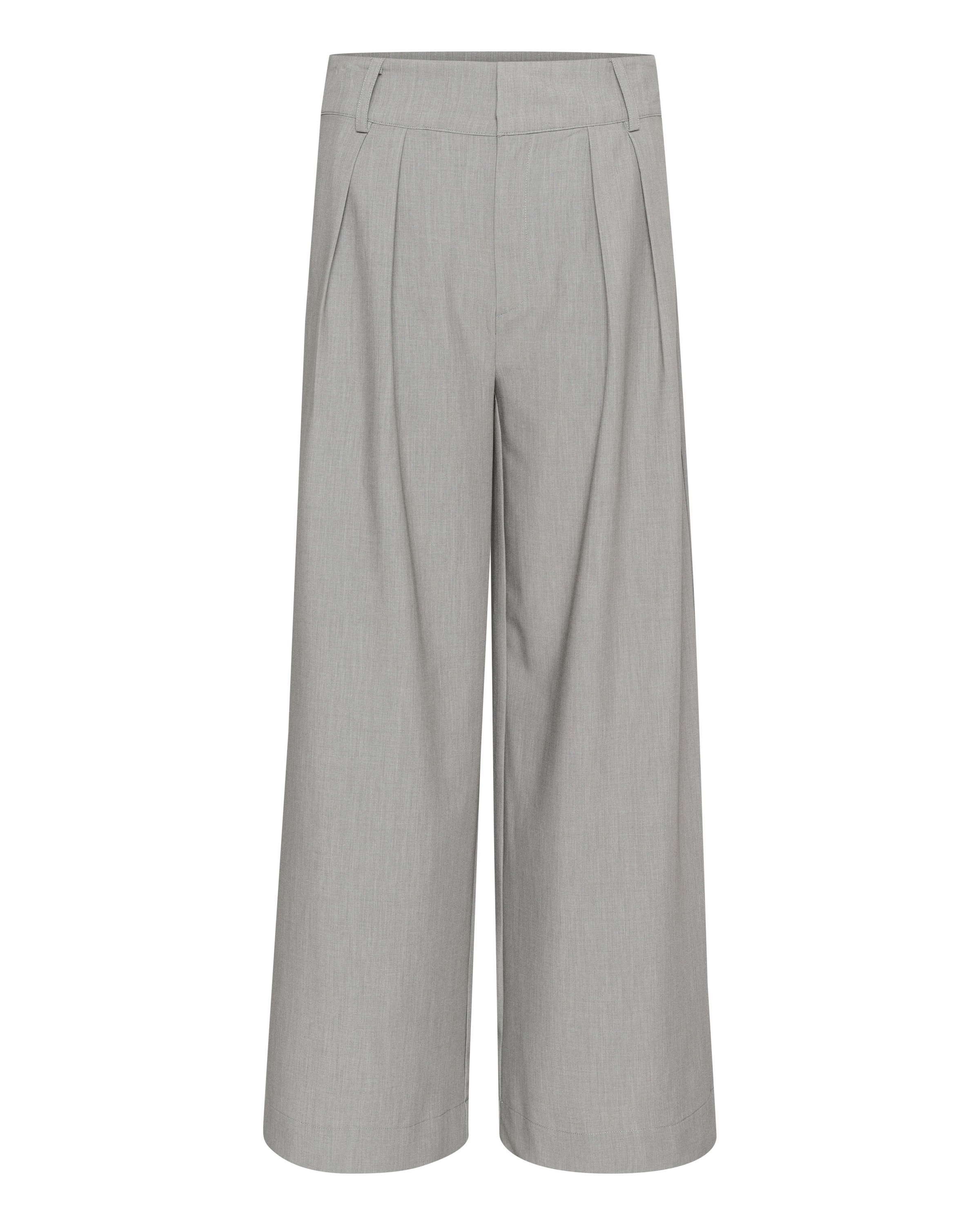 My Essential Wardrobe - Perna larga Calças com pregas 'Nanna' em cinzento: frente