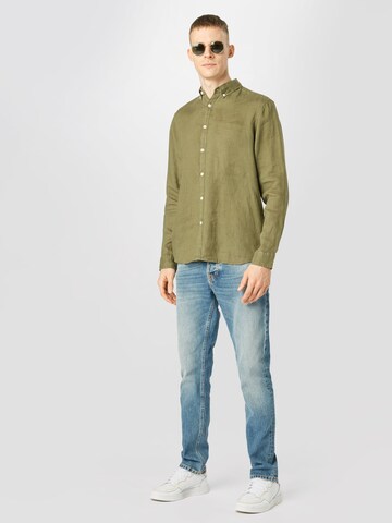 ESPRIT Regular fit Button Up Shirt 'Gmt Dye Lin' in Green