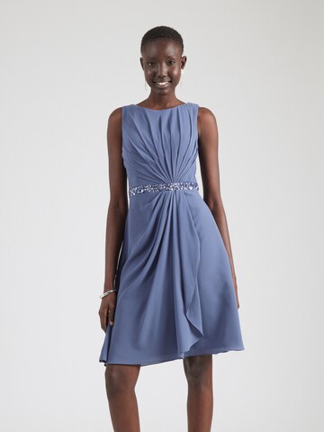 Robe de cocktail mascara en bleu : devant