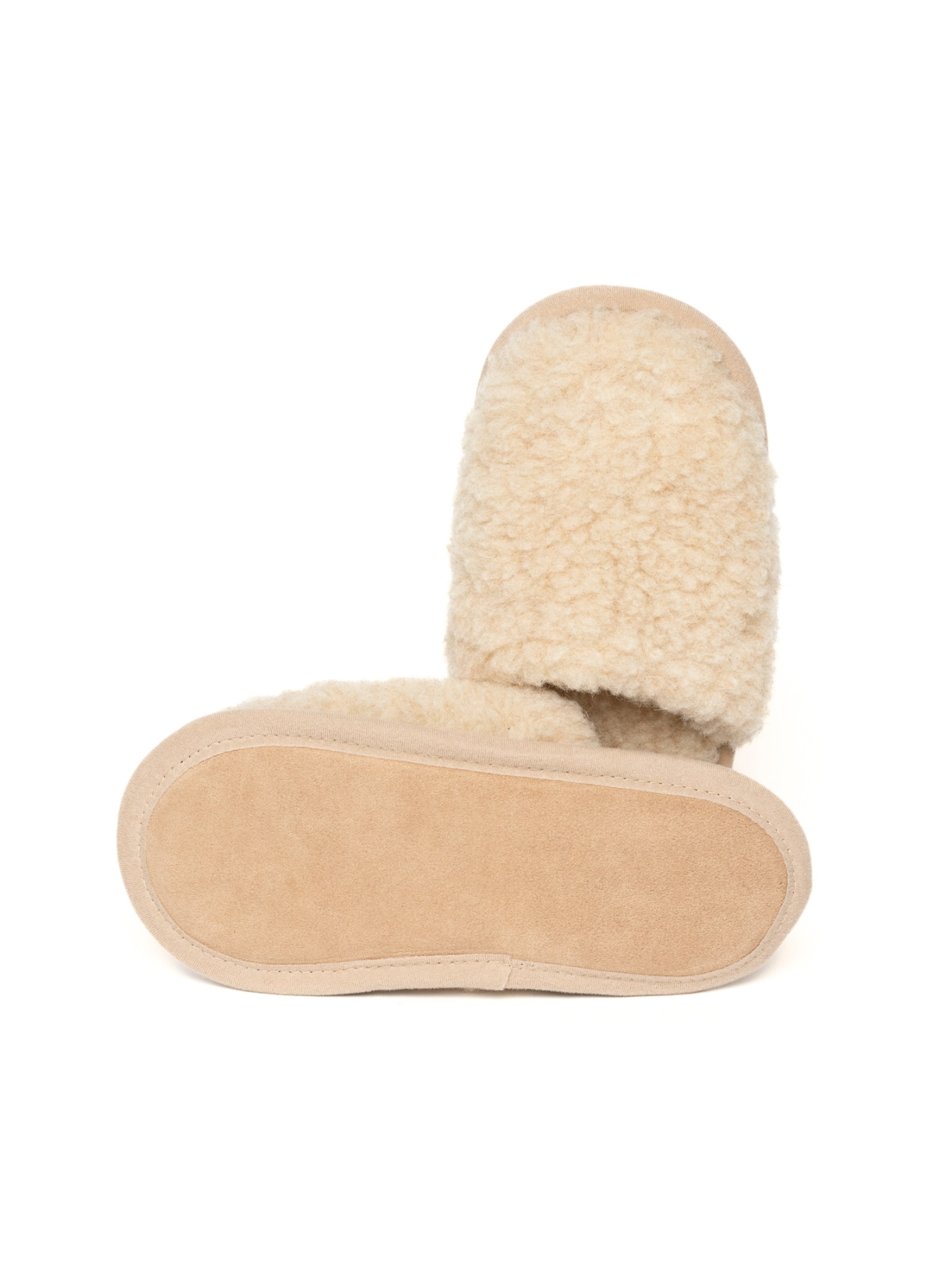 Gottstein Slippers 'Curly Wool Curly Wool' in Beige