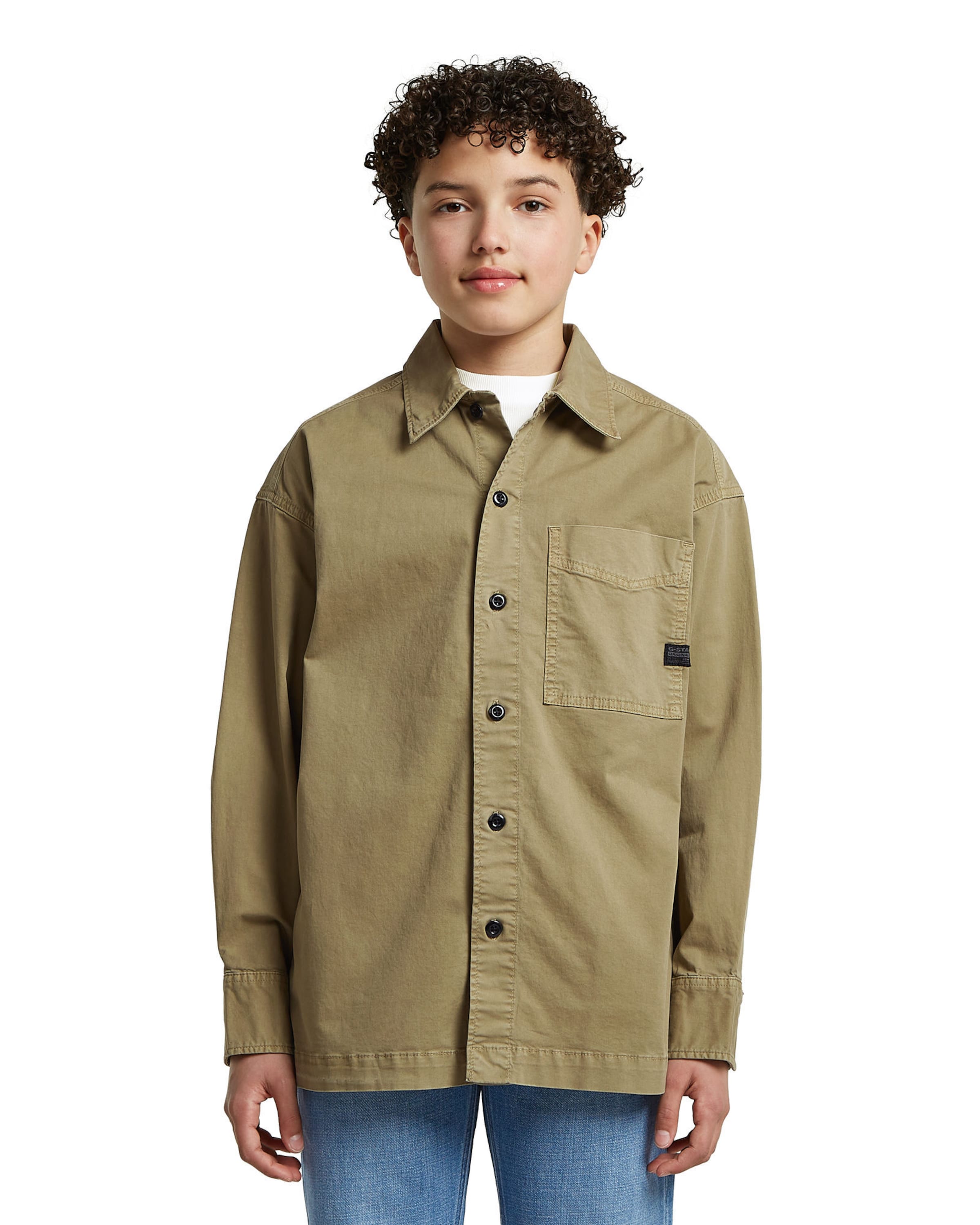 G-STAR Comfort fit Overhemd 'Boys Boxy Fit Shirt' in Groen: voorkant