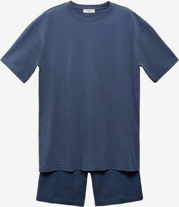 MANGO MAN Short Pajamas 'Rustic' in Blue: front