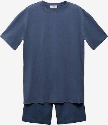 MANGO MAN Short Pajamas 'Rustic' in Blue: front