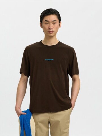 SELECTED - Camiseta 'SLHElias' en marrón: frente