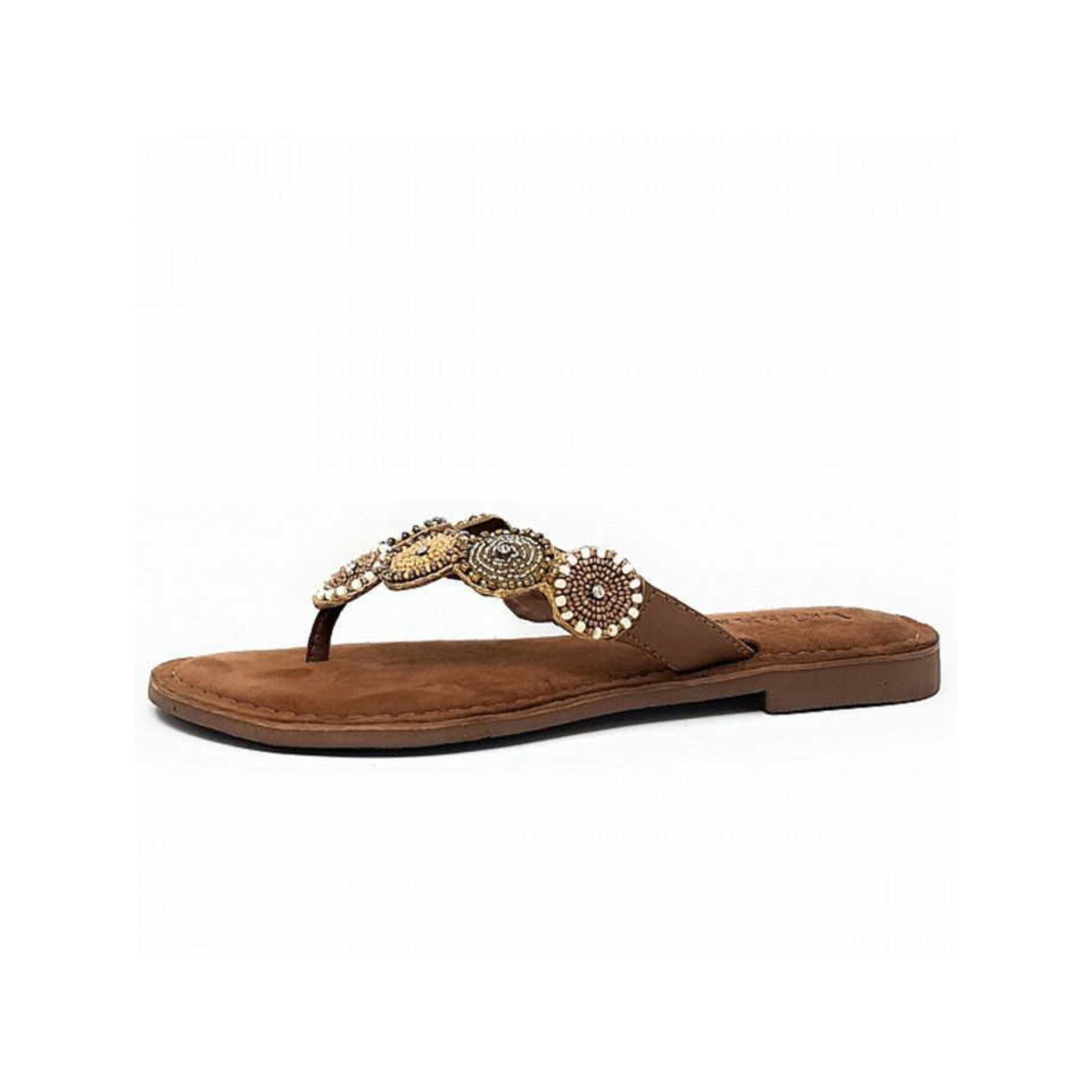 LAZAMANI T-Bar Sandals in Brown: front