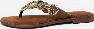 LAZAMANI T-Bar Sandals in Brown / Silver / White, Item view