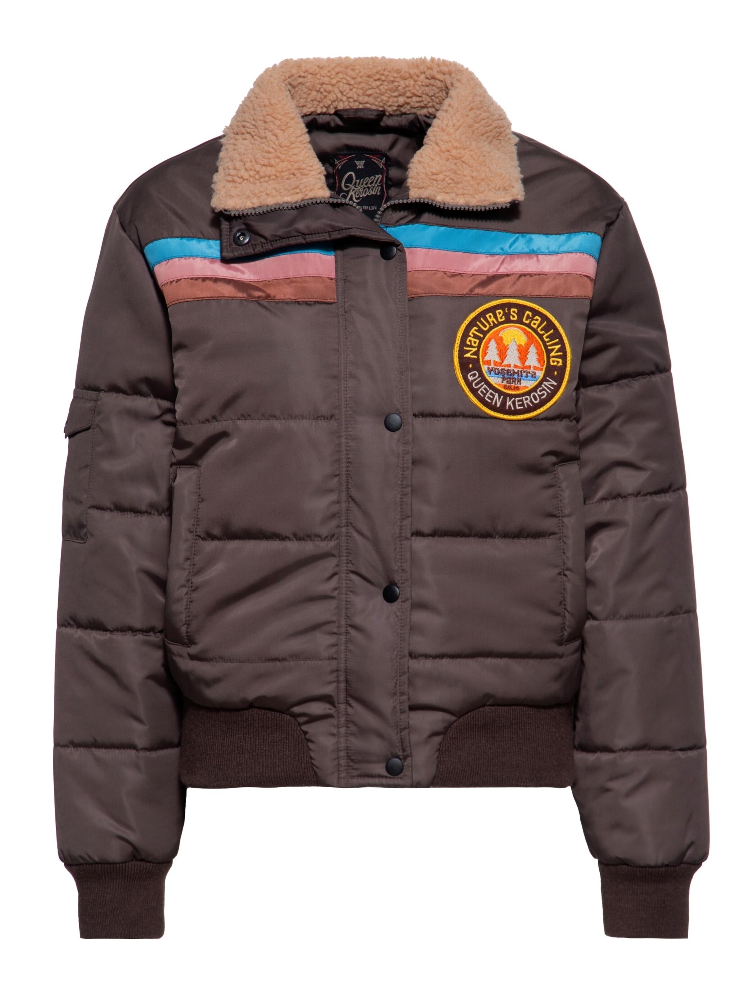 Queen Kerosin Winterjacke 'Nature's Calling' in Braun: Vorderseite