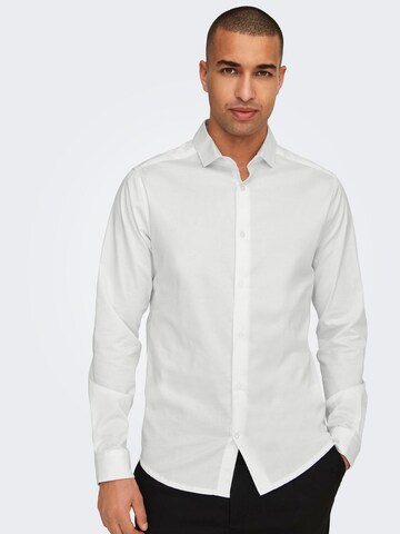 Slim fit Camicia 'ONSJORDAN' di Only & Sons in bianco