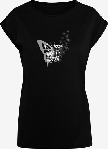 Merchcode Shirt 'Its Your Time To Bloom' in Zwart: voorkant