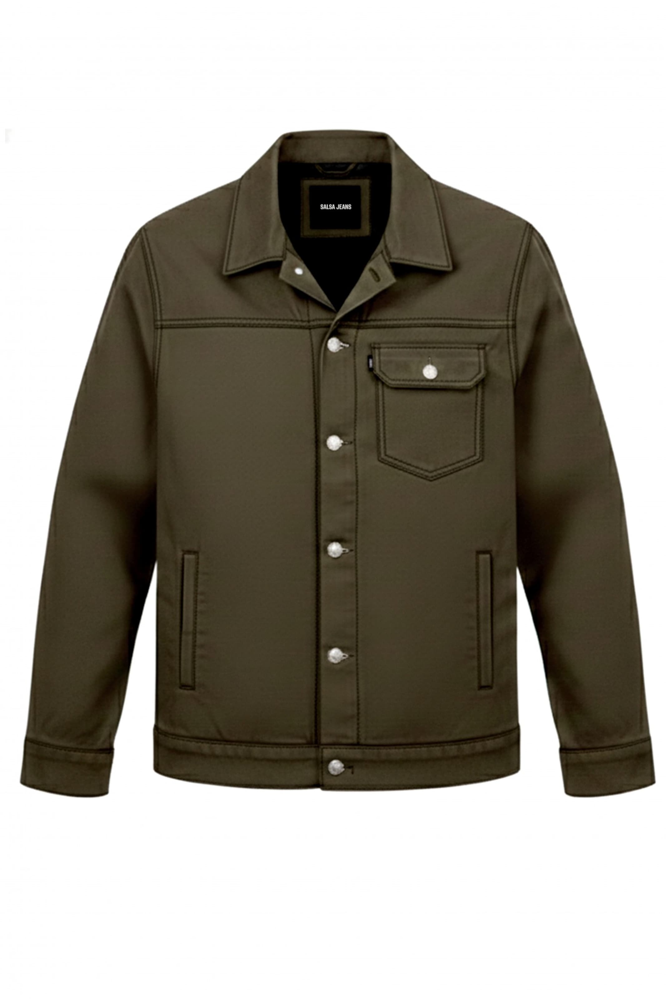 Salsa Jeans Tussenjas in Groen: voorkant