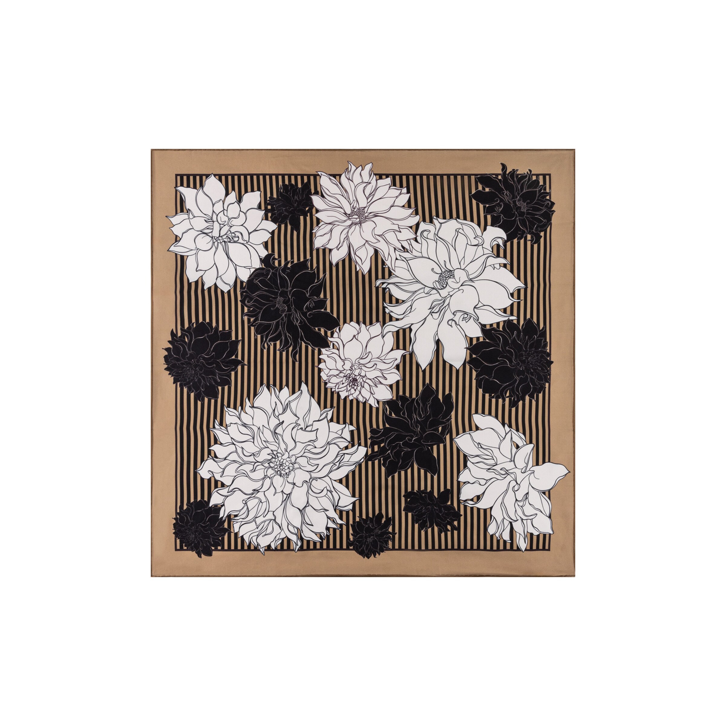 Foulard 'DAHLIAS & STRIPES' di Roeckl in beige: frontale