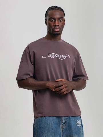 Ed Hardy - Camiseta en marrón: frente