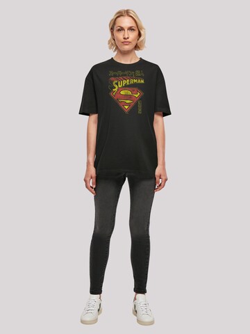 F4NT4STIC Oversized shirt 'Superman Shield' in Zwart