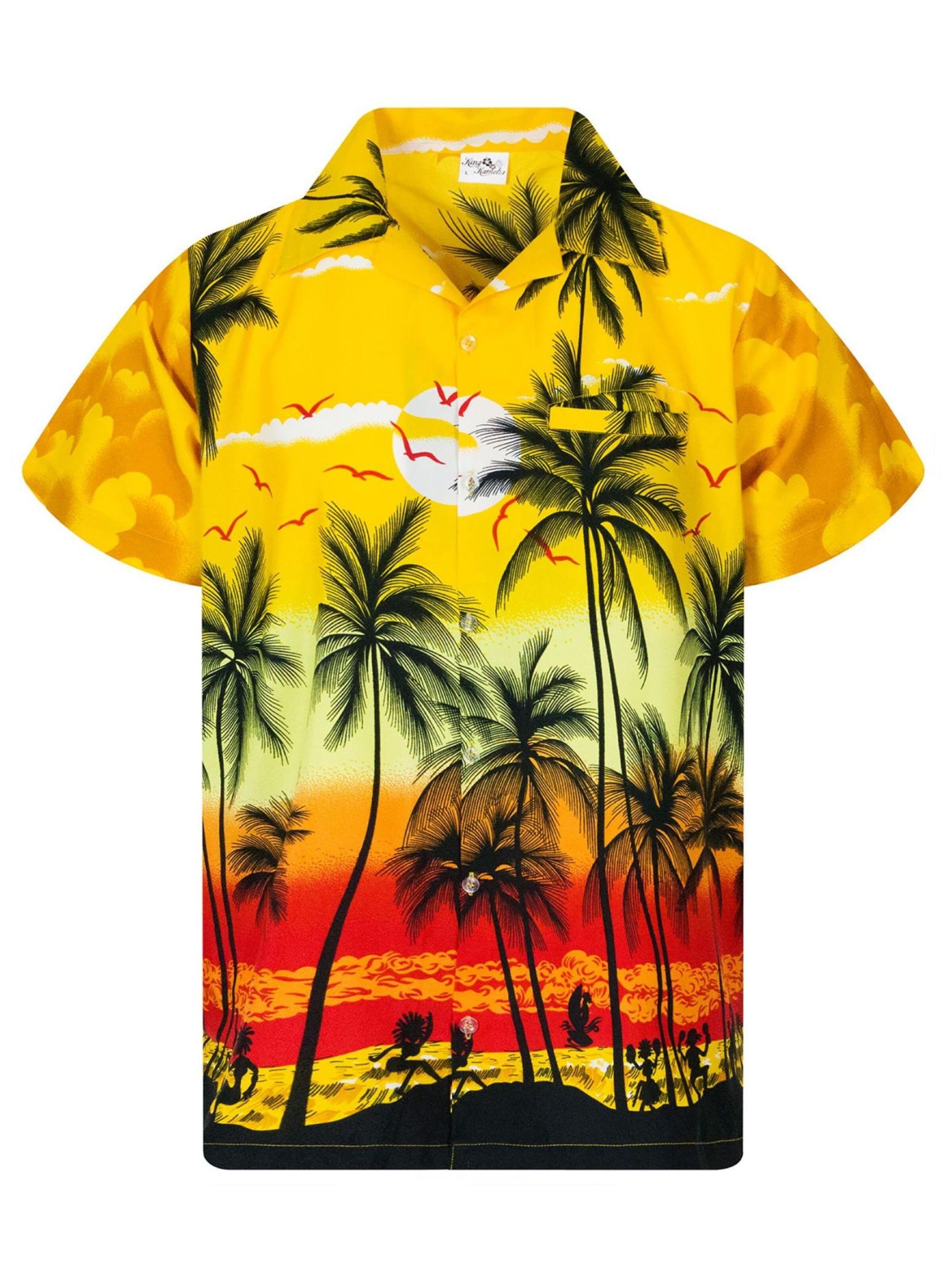 King Kameha Shirt 'Beach' in Yellow: front