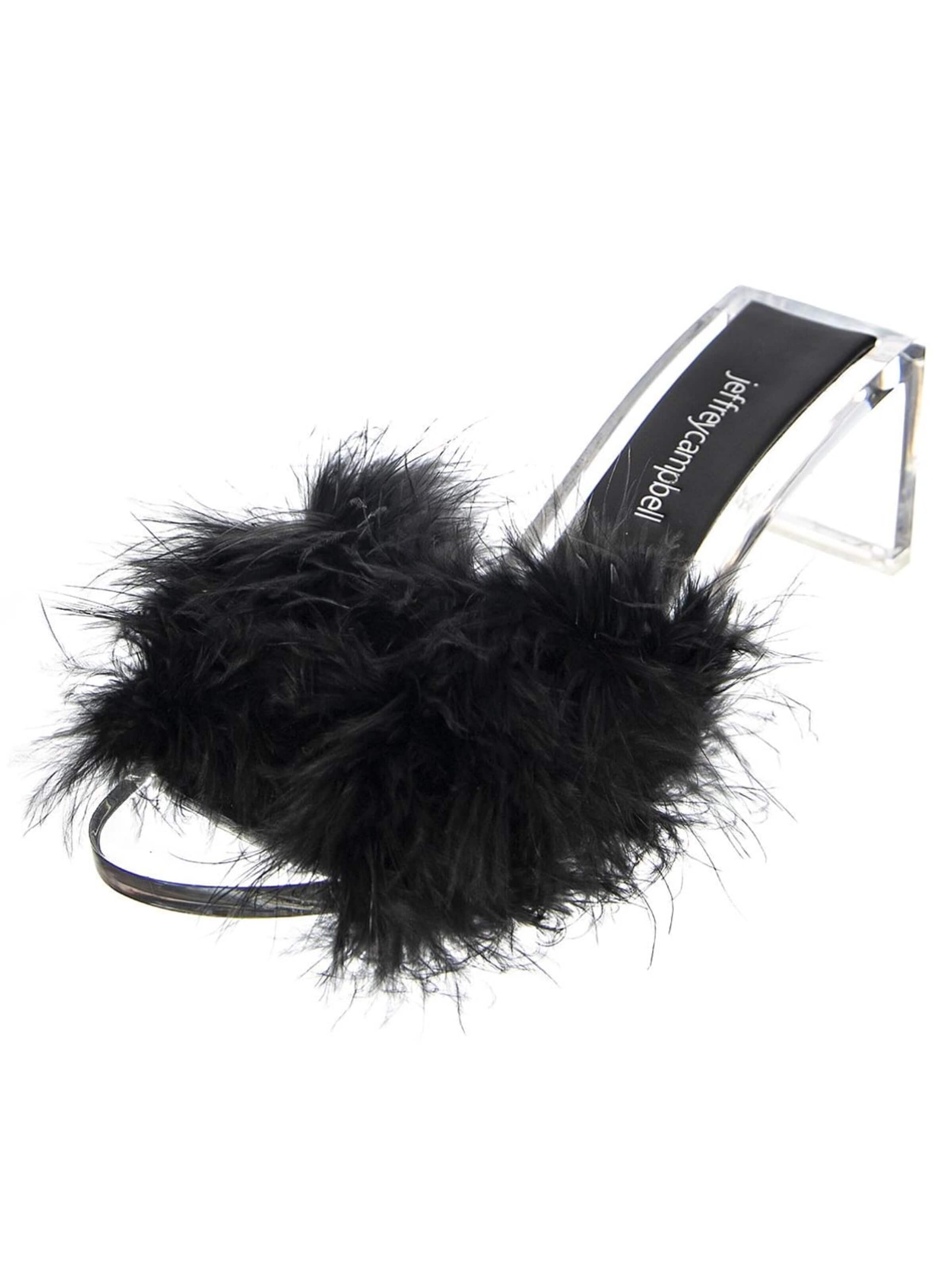Jeffrey Campbell Sandaal 'Womens Luxuries Black Faux Suede+Fur Sandals' in Zwart: voorkant