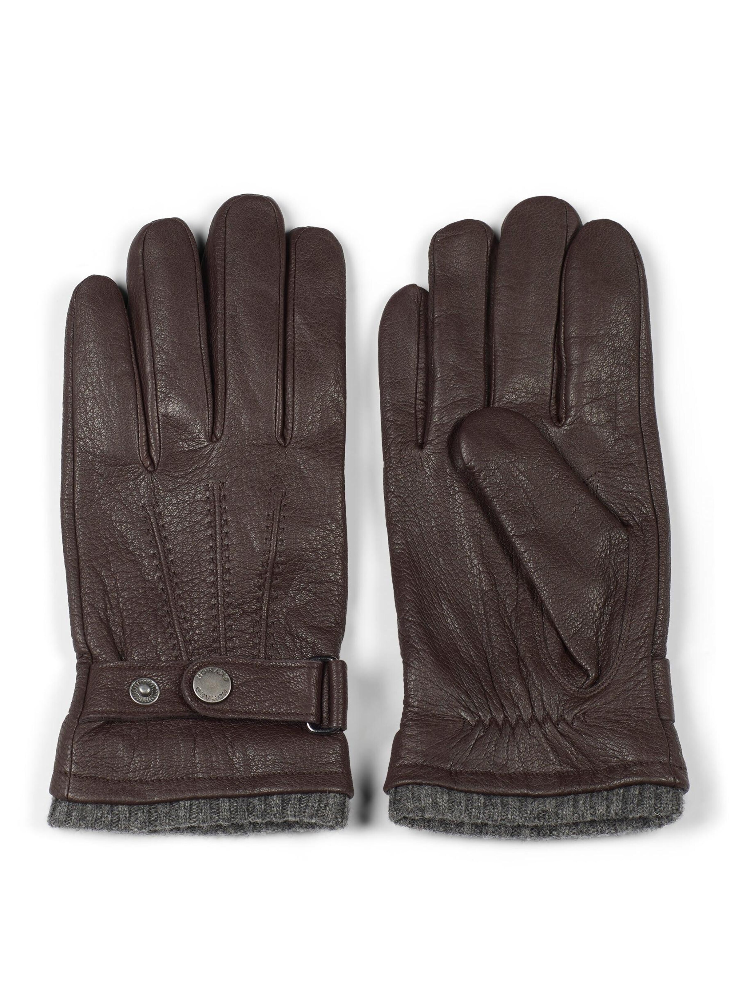 Howard London Guantes con dedos 'Leather Gloves Bruno Dark Brown' en M-L en marrón oscuro, Vista del producto