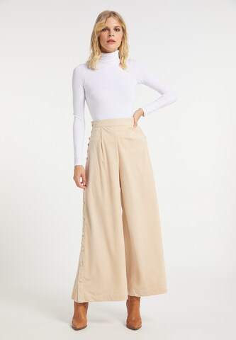 IZIA Wide leg Bandplooibroek in Beige