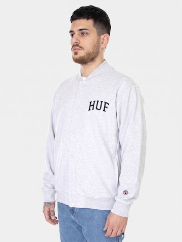 HUF Gebreid vest 'M' Athletic Cardigan Heather Grey' in Grijs