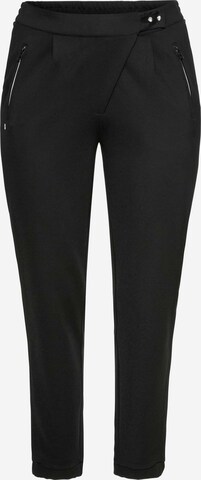 SHEEGO Tapered Pleat-Front Pants in Black: front